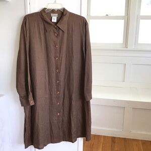 COLDWATER CREEK Linen Tunic Brown Long Sleeve Duster Jacket Women’s Plus Size 24